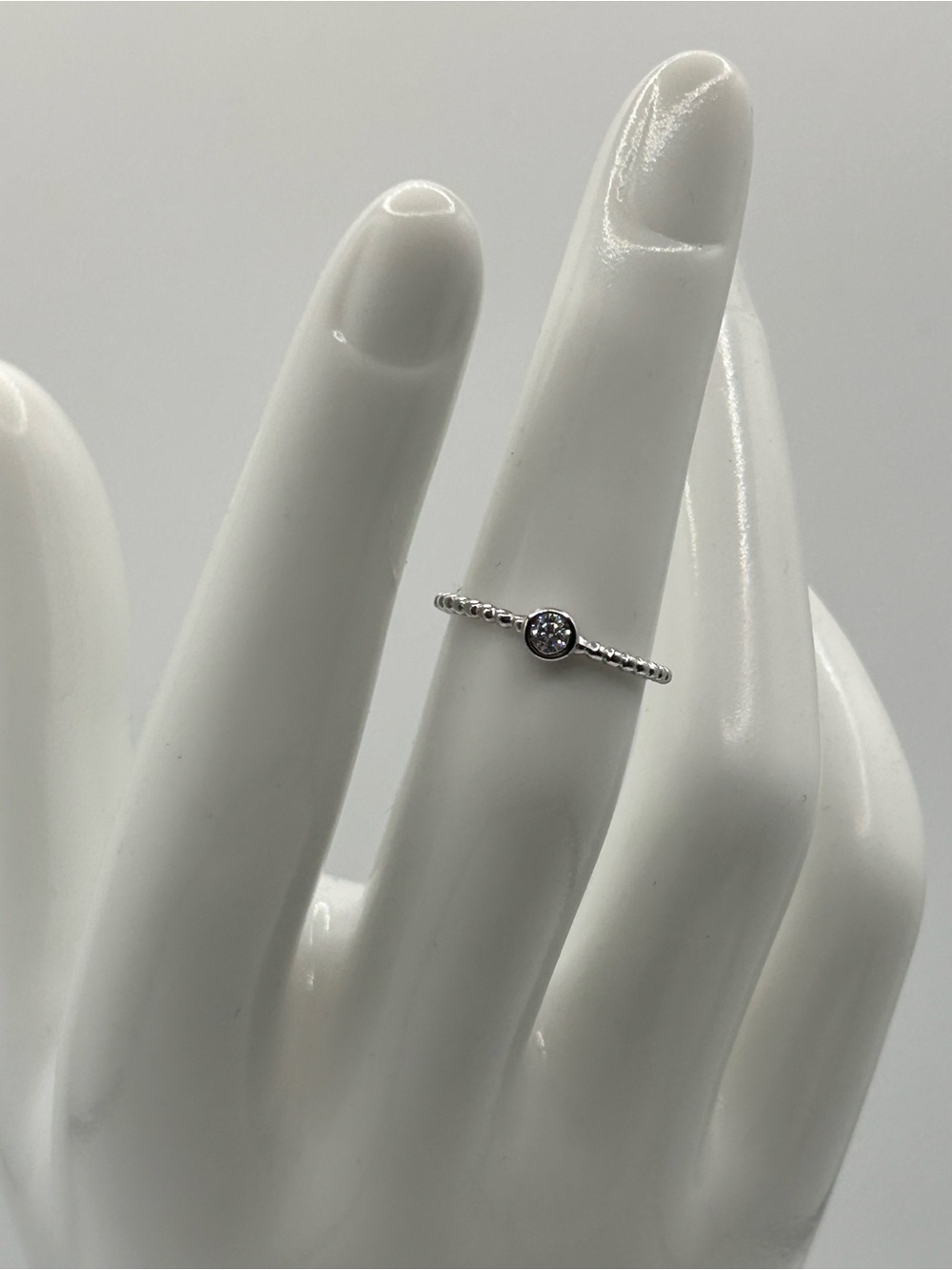 Sterling Silver Bezel Solitaire moissanite 
 Ring